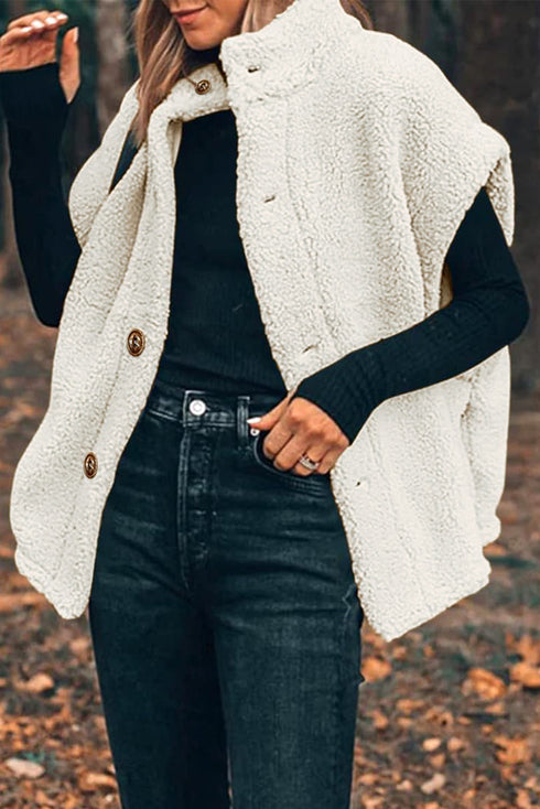 Sherpa Stand Collar Jacket Vest